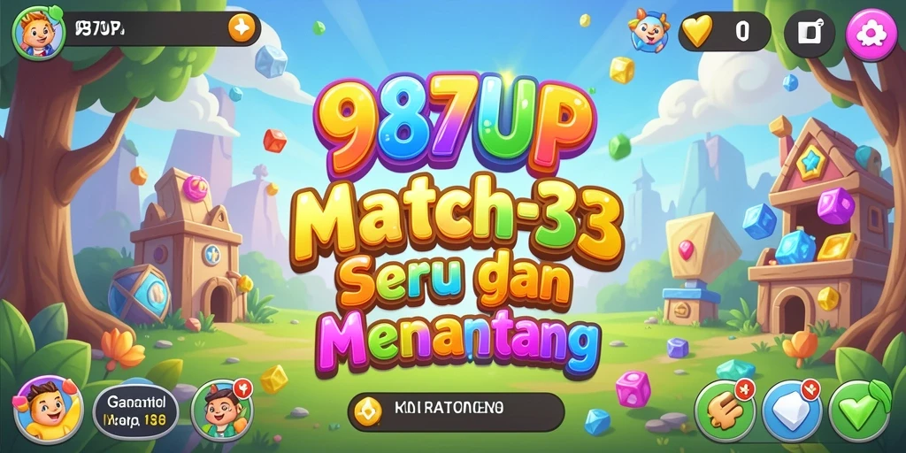 Screenshot gameplay 987UP yang menampilkan aksi Match-3 seru.