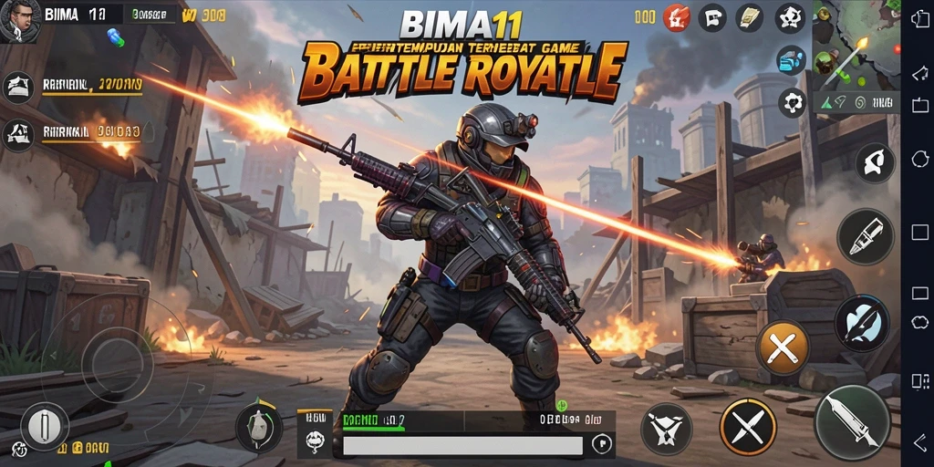 Tangkapan layar menampilkan aksi seru di dalam game Battle Royale BIMA11.