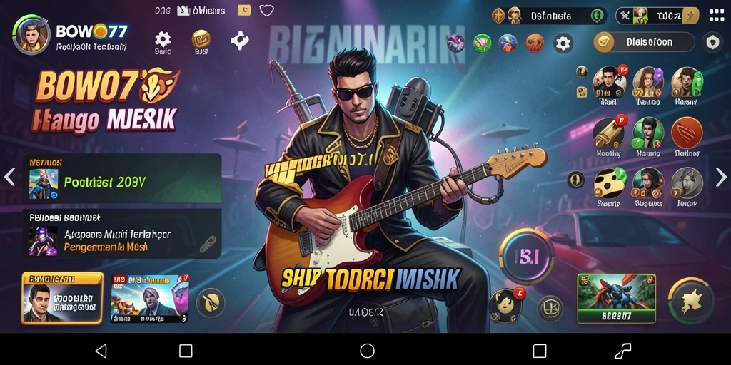 Screenshot utama BOWO77 menampilkan gameplay interaktif musik.