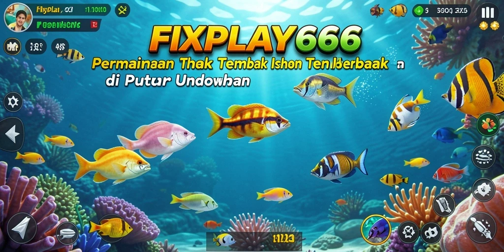 Gameplay FIXPLAY666 dengan aksi menembak ikan yang seru.