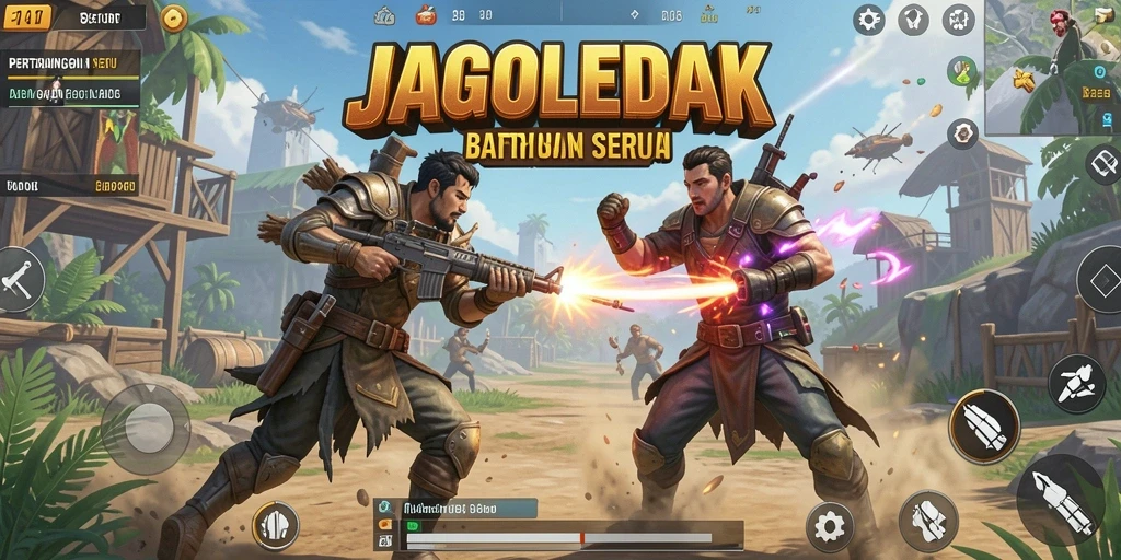 Tampilan gameplay seru dari JAGOLEDAK di Battle Royale.
