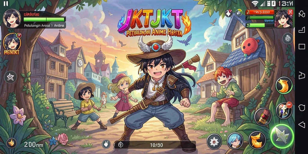 Screenshot utama JKTJKT menampilkan pertarungan karakter anime yang menegangkan.