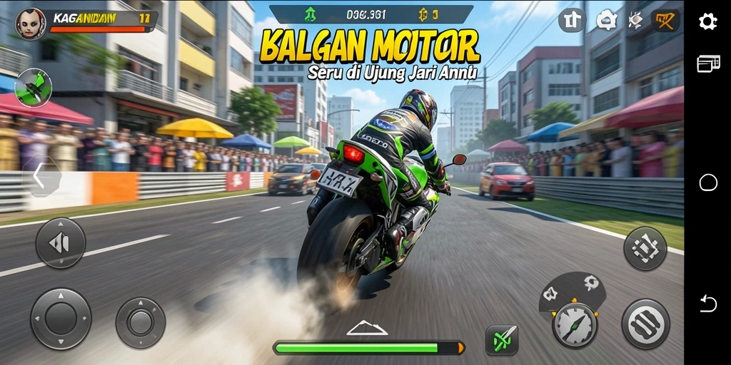 Gameplay menegangkan KAGANDAN dengan balapan motor yang seru.