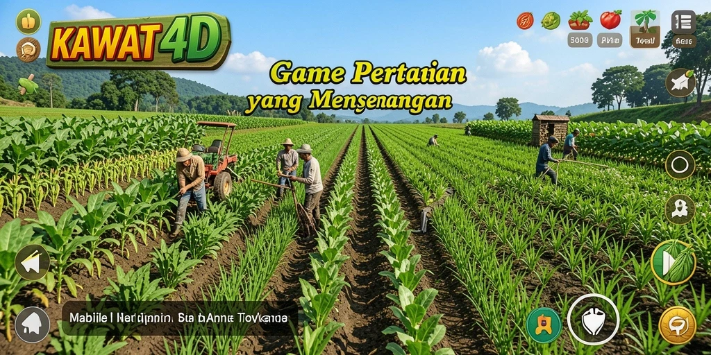 Tampilan gameplay KAWAT4D yang menggambarkan aktivitas bertani.