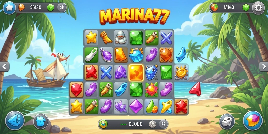 Tampilan menakjubkan dari gameplay Match-3 MARINA77.