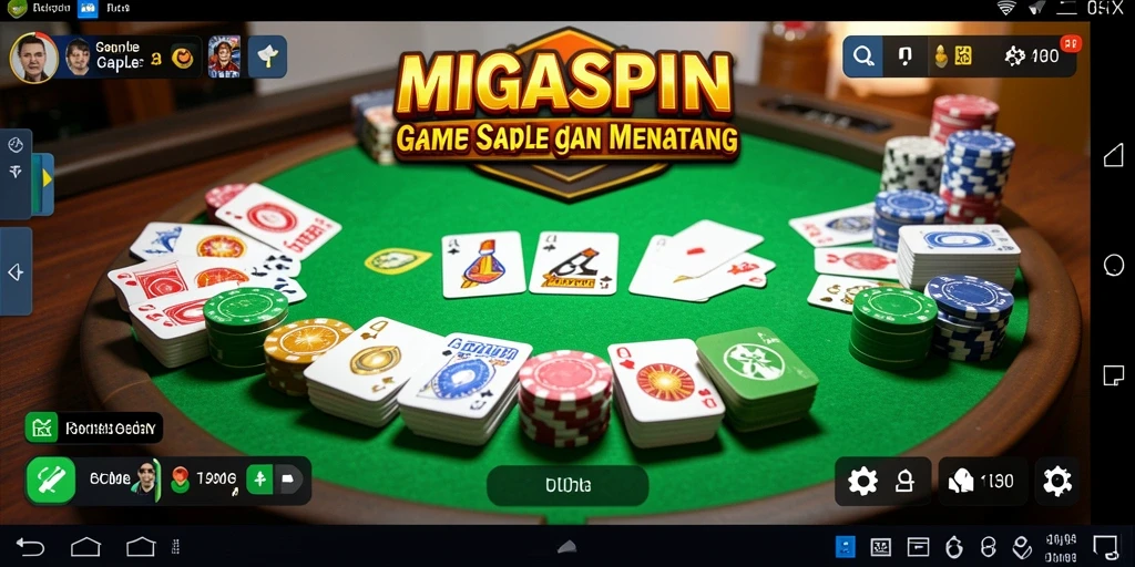Tangkapan layar utama MIGASPIN menampilkan gameplay Gaple yang menarik.