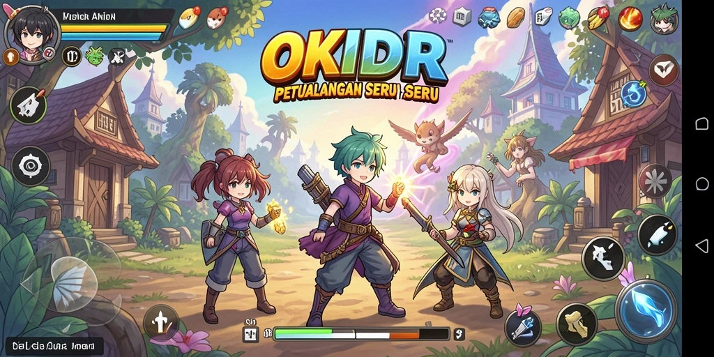 Screenshot menampilkan karakter anime ikonik dalam aksi berpetualang.