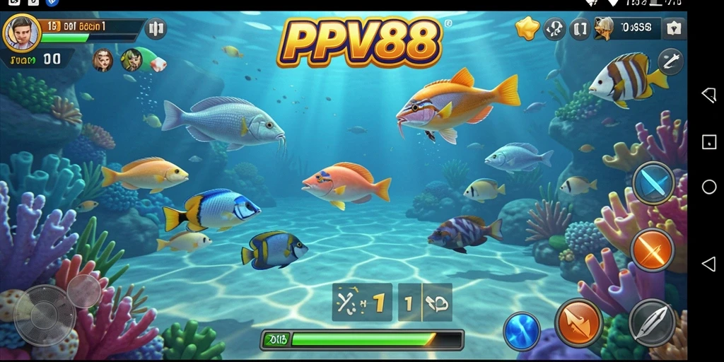 Screenshot gameplay PPV88 menampilkan aksi seru dalam menembak ikan.