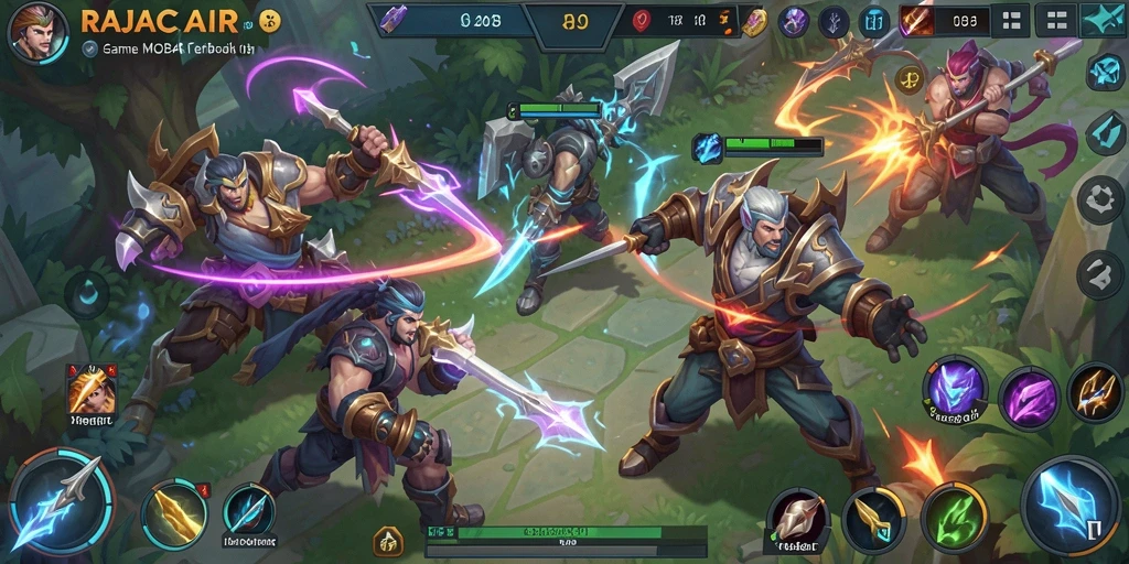 Tampilan gameplay RAJACAIR yang mendebarkan dalam pertempuran MOBA.