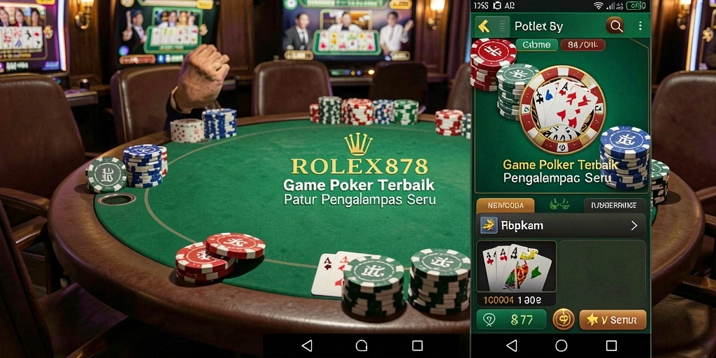 Screenshot gameplay ROLEX878 yang menampilkan momen intens di meja poker.