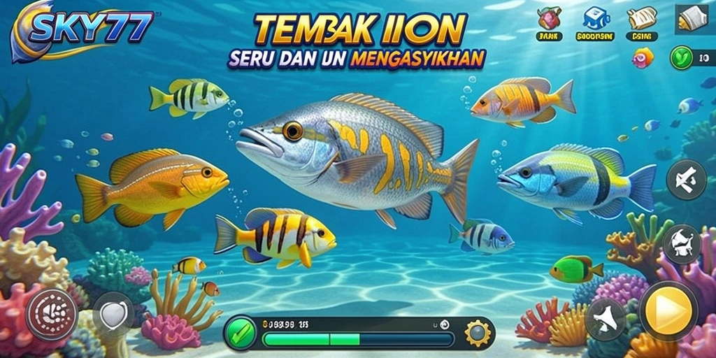 Tampilan gameplay seru dari SKY77 saat menembak ikan.